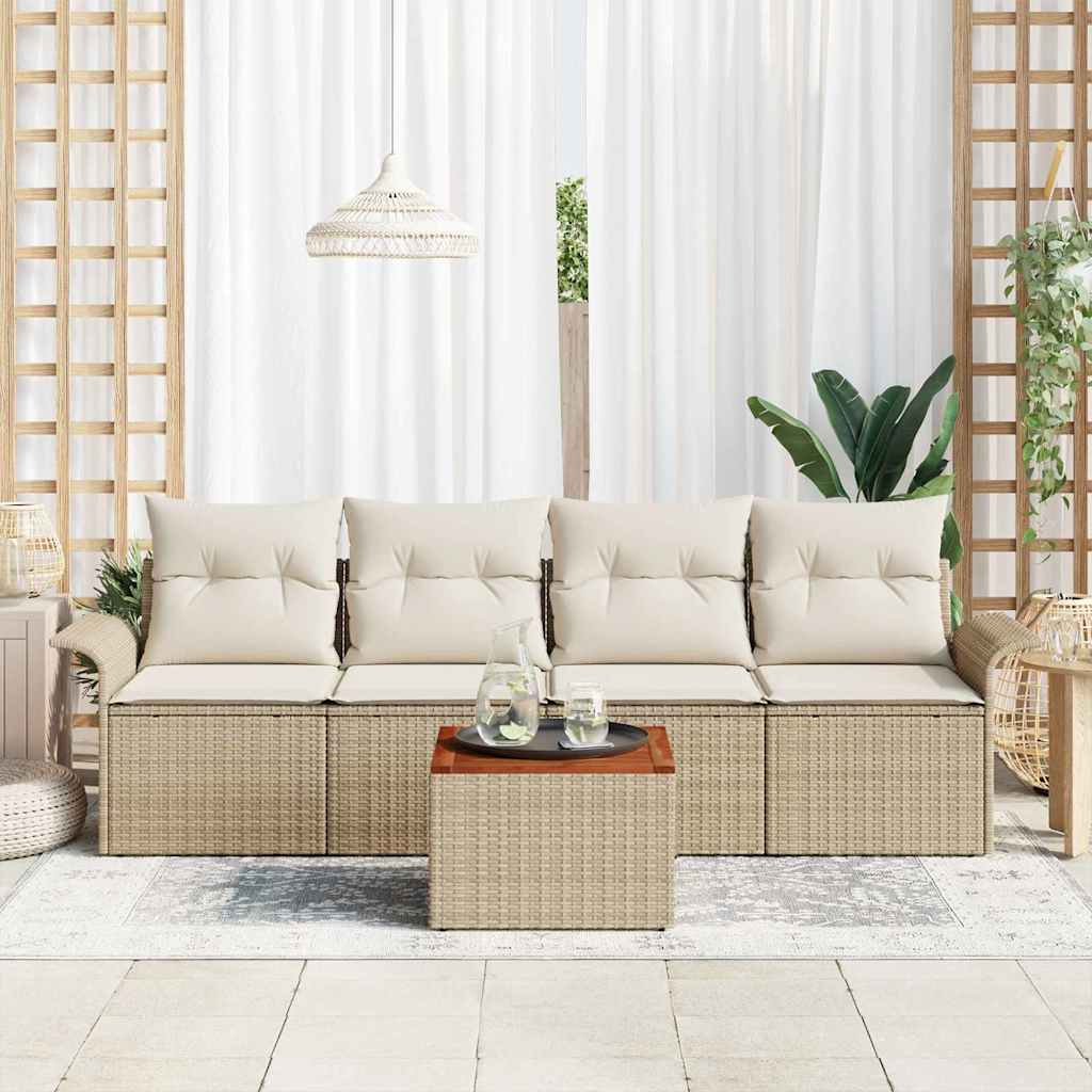 Garten-Sofa-Set 5 pcs Beige und Creme 55 x 55 x 37 cm